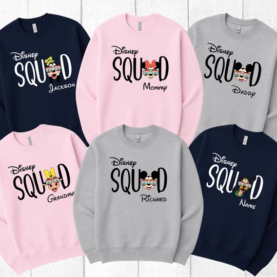 Discover Custom Disney Squad 2025 Sweatshirt, Personalized Mickey Minnie Sweatshirt, Disney Squad Matching Family Sweatshirt, Disney Family Vacation