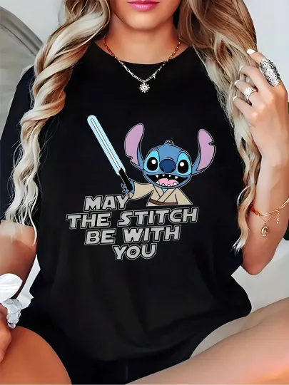 Discover Disney Cute Stitch May The Stitch Be With You T-Shirts Unisex