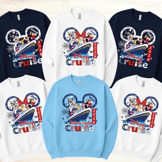 Discover Custom Disney Cruise 2026 Sweatshirt, Personalized Disney Sweatshirt, Matching Family Disney Cruise Sweatshirt, Minnie Mickey Sweatshirt