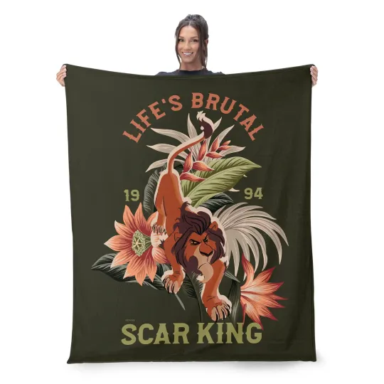 Discover Disney Lion King Life's Brutal Scar Disneyland Christmas Holiday Fleece Blanket