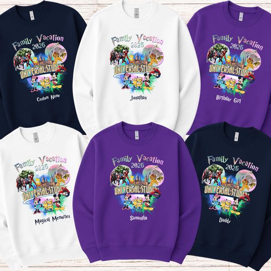 Personalized Universal Studios 2026 Family Vacation Sweatshirt