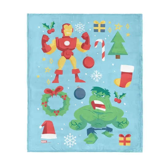 Discover Marvel Avengers Festive Heroes Superhero Christmas Holiday Fleece Blanket
