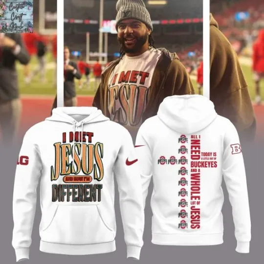 Discover Ohio State Buckeye I Met Jesus And Now Im Different 3D Hoodie Unisex S-5XL
