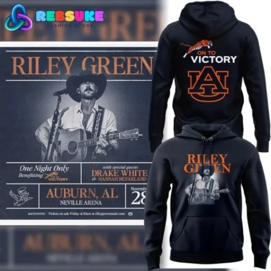 Discover Auburn Tiger x Riley Green Benefitting ON TO VICTORY Hoodie S-5XL