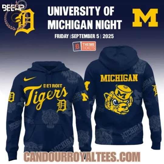 Discover Detroit Tiger Michigan Wolverine Night Game 2025 3D Hoodie S-5XL