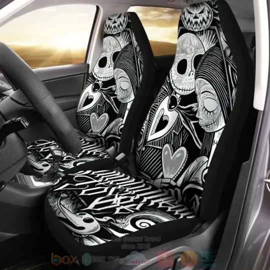 Discover Jack Skellington And Sally Pumpkin Black White Car Seat Covers