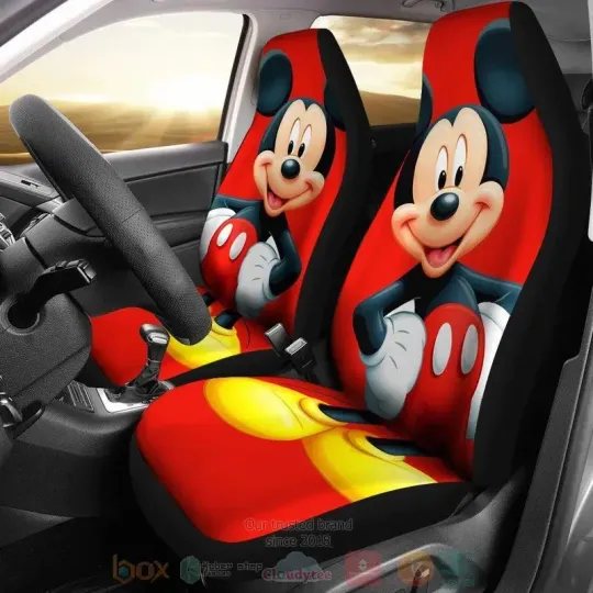 Discover Mickey Cute Disney Cartoon Red Car Seat Covers
