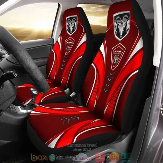 Discover Dodge Ram Logo Red Car Seat Covers