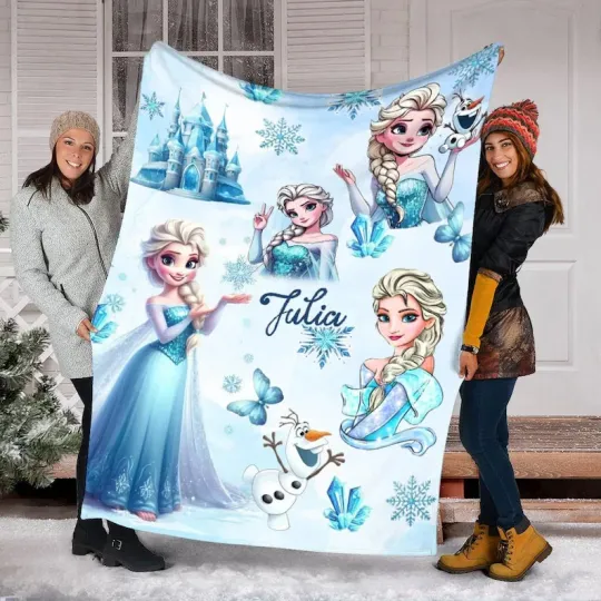 Discover Personalized Disney Princess Elsa Fleece Blanket