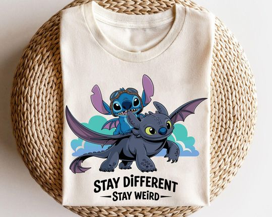 Discover Cute Stitch and Dragon Funny Disney Shirt