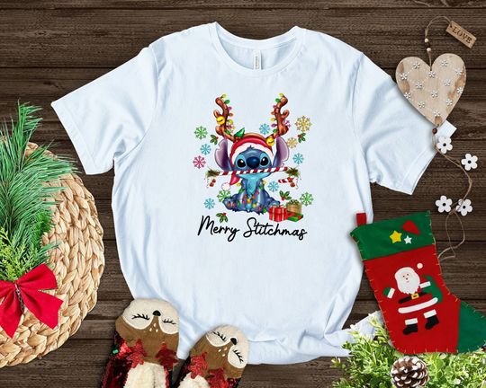 Discover Merry Stitchmas T-shirt, Disney Shirt, Christmas Shirt, Santa Shirt, Stitch Shirt, Disney Christmas