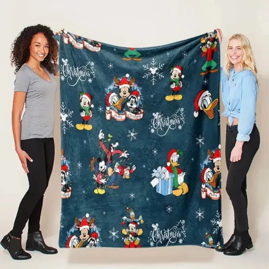 Discover Disney Mickey & Minni Mouse Christmas Fleece Blanket, Disney Christmas Fleece