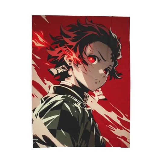 Discover Anime demon tanjiror Eyes Looking Fleece Blanket