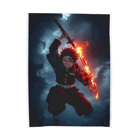 Discover Anime demon tanjiror Fire Swords Fleece Blanket