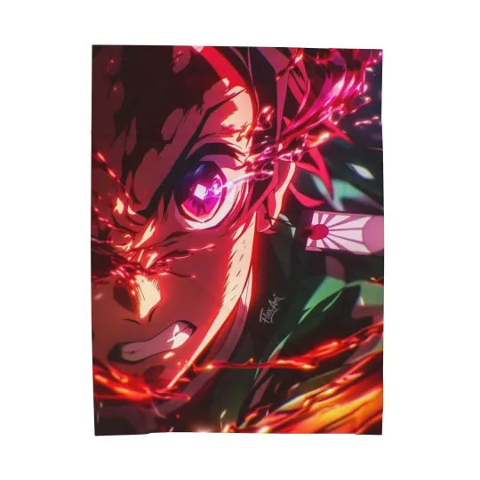 Discover Anime demon tanjiror Flamming Fleece Blanket