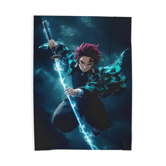 Discover Anime demon tanjiror On The Fight Fleece Blanket
