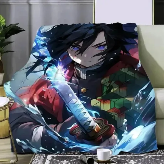 Discover Anime demon Tomioka Giyu Water Hashira Fleece Blanket