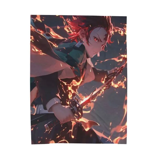 Discover Anime demon Hashira tanjiror Sword Flame Fleece Blanket