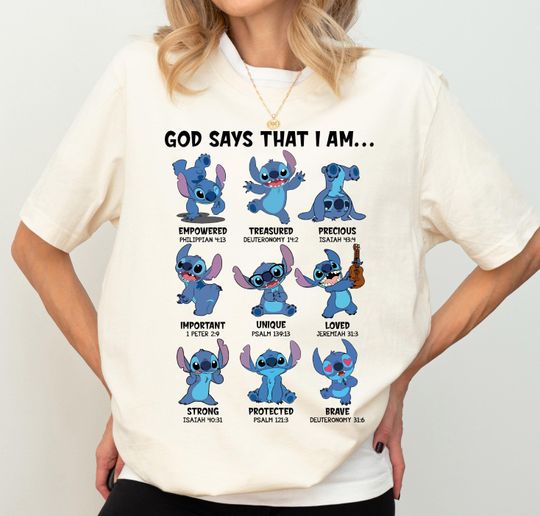 Discover God Says That I Am Stitch Shirt, Disney Stitch Kids T-Shirt, Lilo & Stitch Religious Shirt