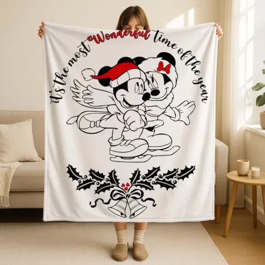 Discover Disney It's The Most Wonderful Time White Christmas Cozy Fleece Blanket