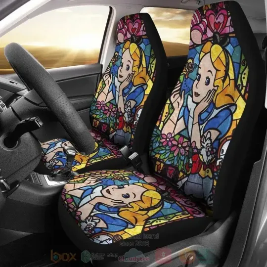 Discover Colorful Glasses Alice In Wonderland Disney Cartoon Car Seat Covers Limited Edit