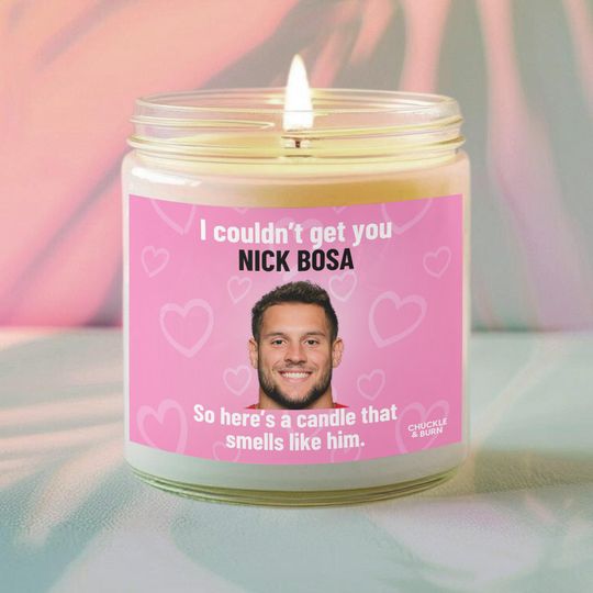 Discover 9oz Glass Smells like Nick Bosa Candle | Nick Bosa Fan Gift, Best Friend Gifts, Fandom Inspired Candle - FAST SHIPPING!