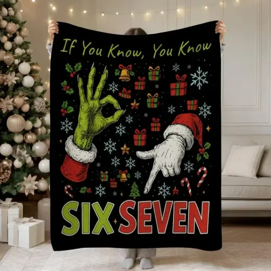 Discover Funny Six Seven funny character Grin Disneyland Christmas Holiday Fleece Blanket