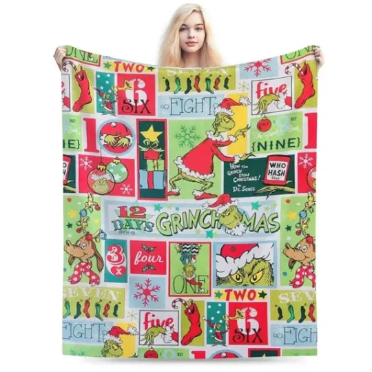 Merry Grin funny character Disneyland Christmas Holiday Fleece Blanket