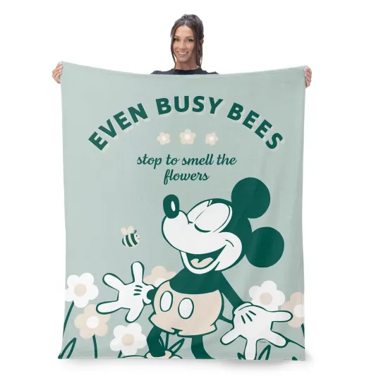 Discover Disney Mickey Mouse Even Busy Bees Disneyland Christmas Holiday Fleece Blanket