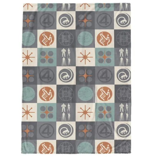 Fantastic 4 Mid Century Modern Disneyland Christmas Holiday Fleece Blanket