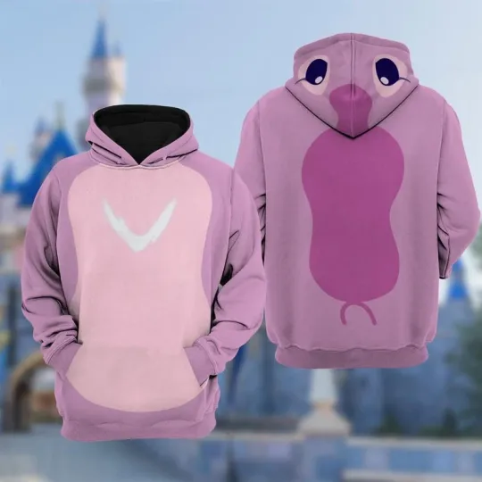 Discover Disney Angel Pink Alien 3D Hoodie Costume, Lilo & Stitch Movie Sweatshirt