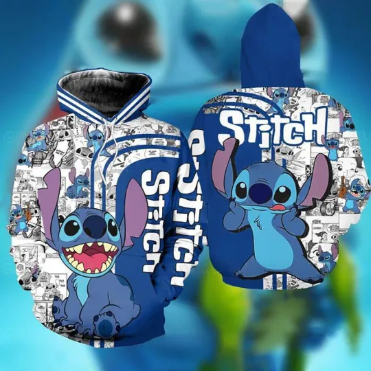 Discover Funny Stitch Cartoon 3D Hoodie All Over Print for Mother’s Day