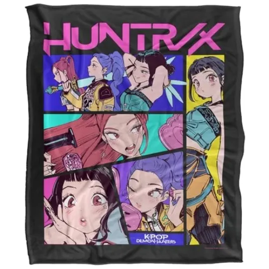 Discover Kpop Demon Hunters Huntrix Neon Christmas Holiday Fleece Blanket
