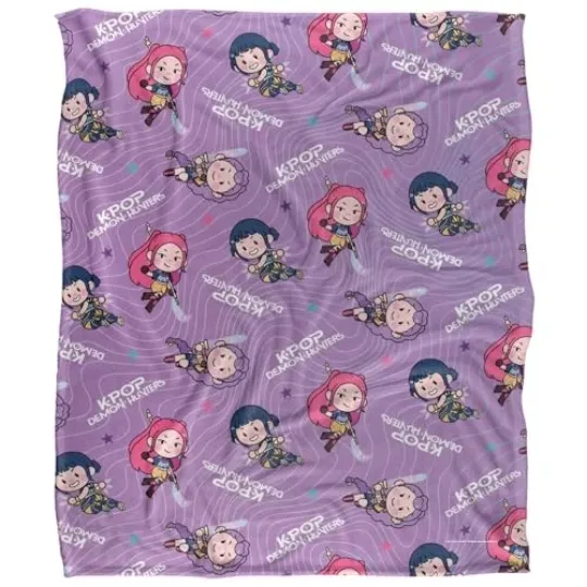 Discover Kpop Demon Hunters Huntrix Chibi Demons Christmas Holiday Fleece Blanket