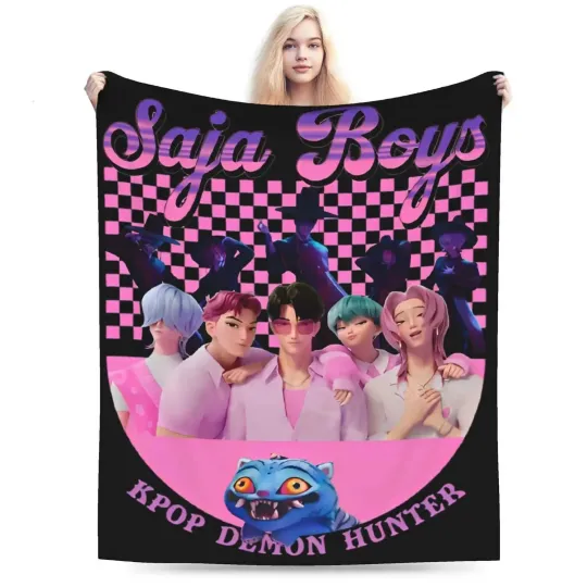 Discover Saja Boys Kpop Demon Hunters Huntrix Blanket Christmas Holiday Fleece Blanket