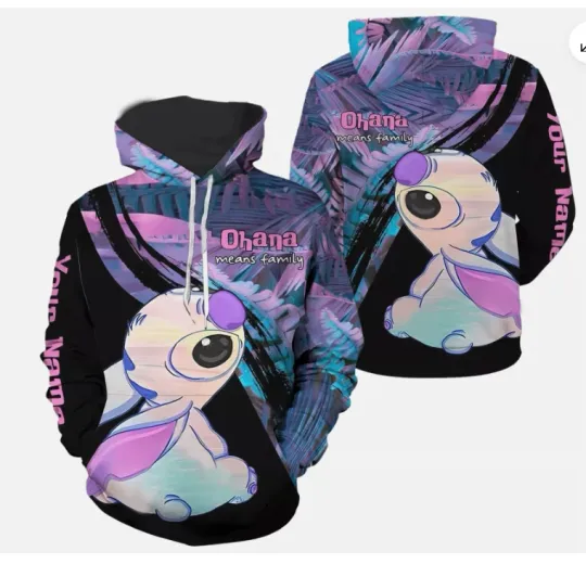 Discover Personalized Stitch Ohana Family 3D Hoodie for Lilo & Stitch Fans