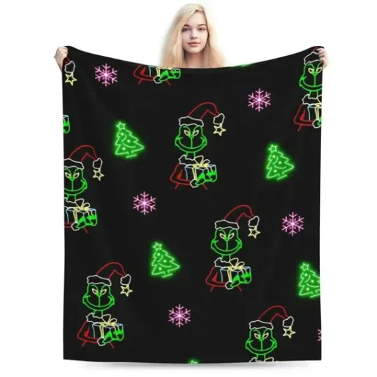 Discover Neon funny character Grin Disneyland Christmas Holiday Fleece Blanket