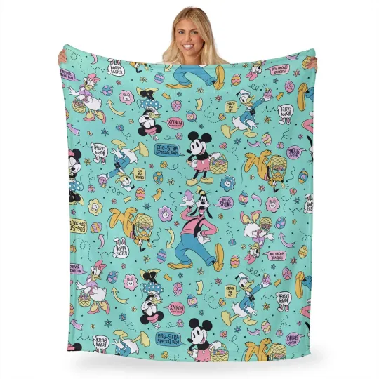 Discover Disney Mickey Mouse Egg Hunt Disneyland Christmas Holiday Fleece Blanket