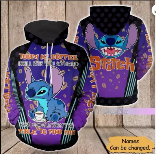 Discover Custom Name Funny Stitch 3D Hoodie Christmas Gift