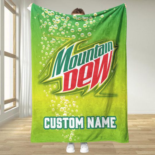 Discover Personalized Mountain Dew Fleece Sherpa Blanket, Custom Name Soda Lover Gift