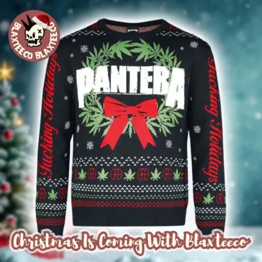 Discover Pantera1 Christmas Wreath Fcking Snowy Night 2025 Ugly Christmas Sweater