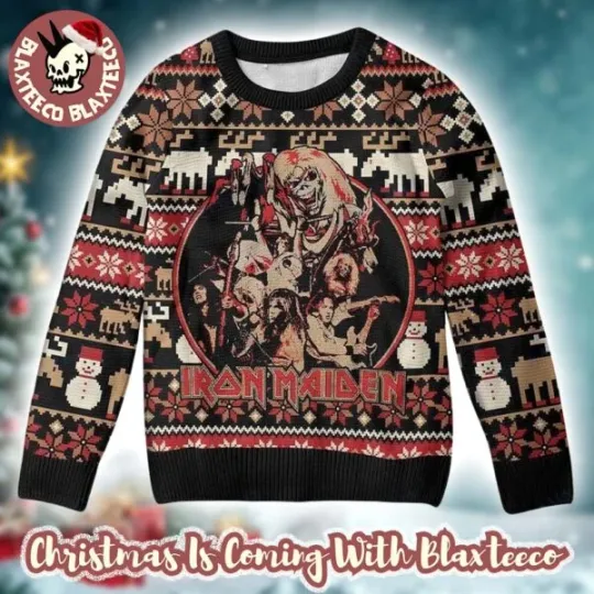 Discover Iron 1Maiden The Number Of The Beast With Band Member Ugly Christmas Sweater