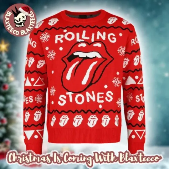 Discover Rolling Stone Tongue Logo  Holiday Red Ugly Christmas Sweater