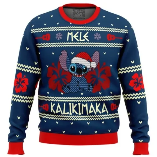 Stitch Mele Kalikimaka Christmas Ugly Sweater Christmas Sweatshirt Ugly Sweatshi