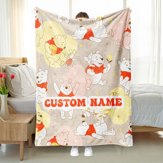 Discover Personalized Winnie the Pooh Blanket, Pooh Bear and Friends Christmas blanket For Baby and Adult, Birthday Gift, Kids Adults Christmas Gifts