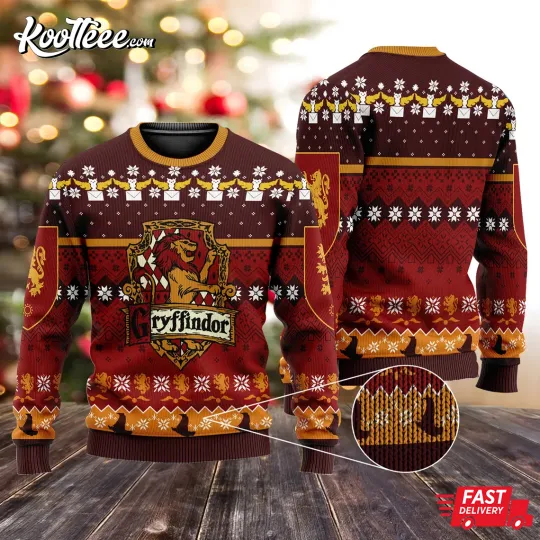 Harry Potter Gryffindor Ugly Christmas Sweater Gift For Christmas