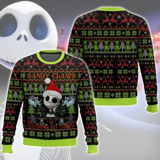 Discover Sandy Claws Jack Skellington Ugly Christmas Sweater