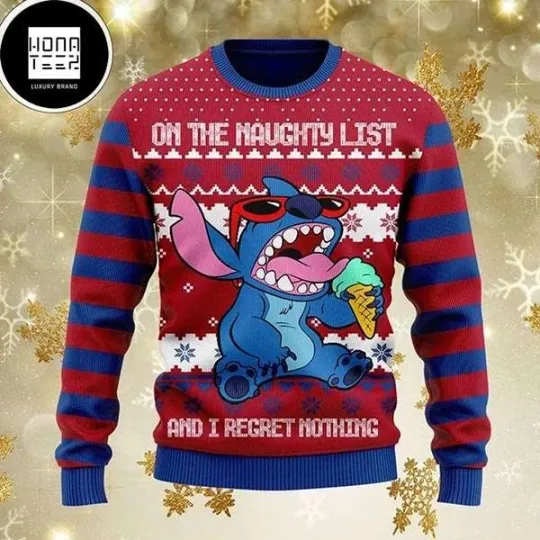 Discover Stitch On The Naughty List 2023 Ugly Christmas Sweater