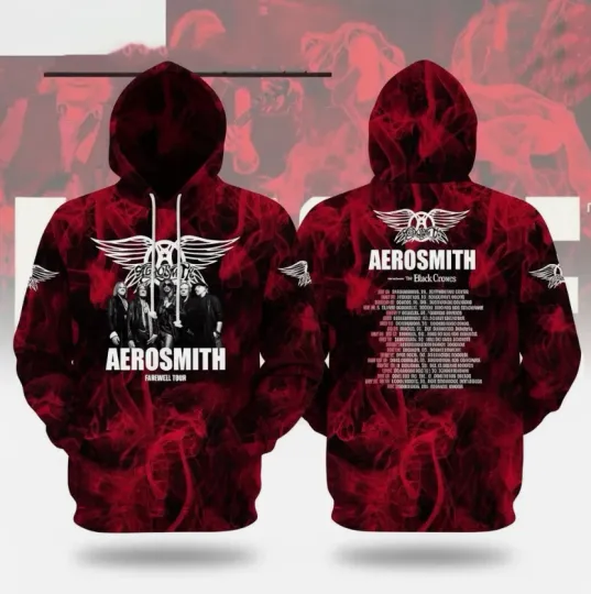 Discover Aerosmith Tour 2024 2025 Hoodie Peace Out Farewell Tour 3D AOP