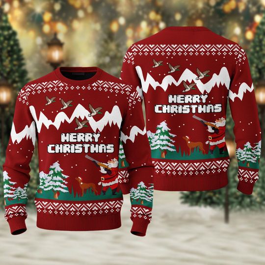 Duck Hunting Merry Christmas Ugly Sweater, Duck Hunting Season Shirt, Hunting Xmas Sweater, Christmas Gift For Men Dad Husband Hunter